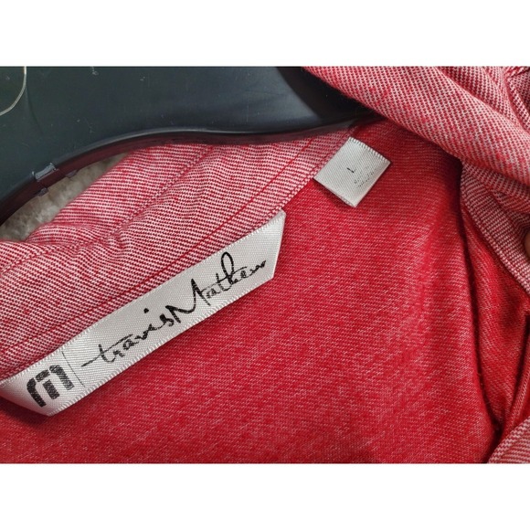 Travis Mathew Golf Polo Shirt Mens L Heathered Red Rose Stretch Embroidered Logo - Picture 2 of 12
